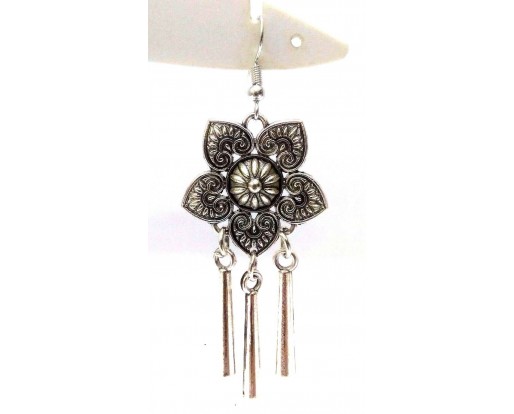 Silver Oxidized Earring Jhumka Jhumki Ethnic Boho Drop Dangle Long Jewelry E72
